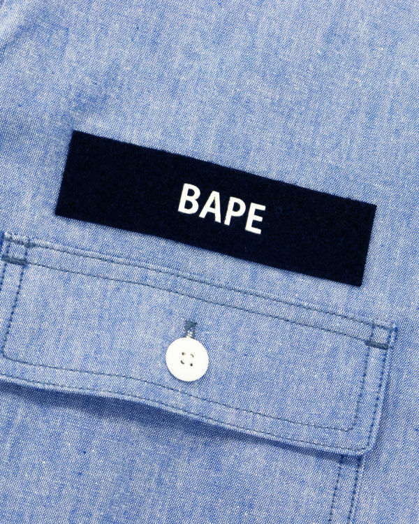 Chemises Bape Military Patch Relaxed Fit Chambray Homme Bleu Clair | ZLJBK7025