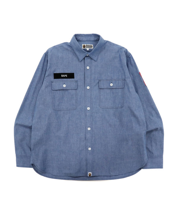 Chemises Bape Military Patch Relaxed Fit Chambray Homme Bleu Clair | ZLJBK7025