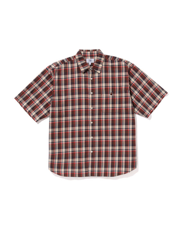 Chemises Bape Mini Check Loose Fit S/S Homme Rouge Clair | FCWXJ8762