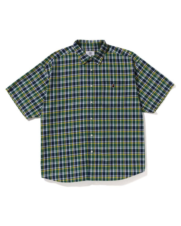 Chemises Bape Mini Check Loose Fit S/S Homme Vert | KUJEN0356