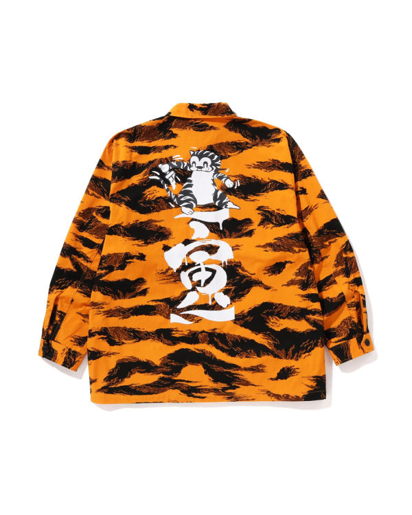 Chemises Bape Tiger Camo Relaxed Fit Military Homme Orange | BNEKR6941