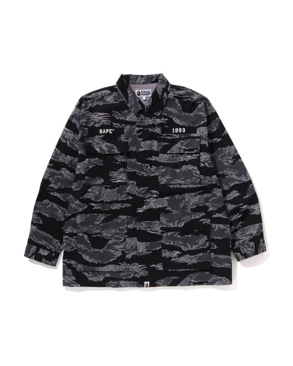 Chemises Bape Tiger Camo Relaxed Fit Military Homme Noir | YLPJM9657