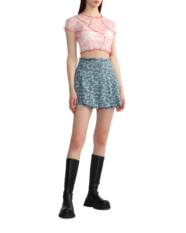 Chemisier Bape Pattern mesh crop Femme Rose | NKGZC7609