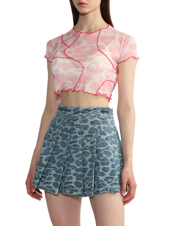 Chemisier Bape Pattern mesh crop Femme Rose | NKGZC7609