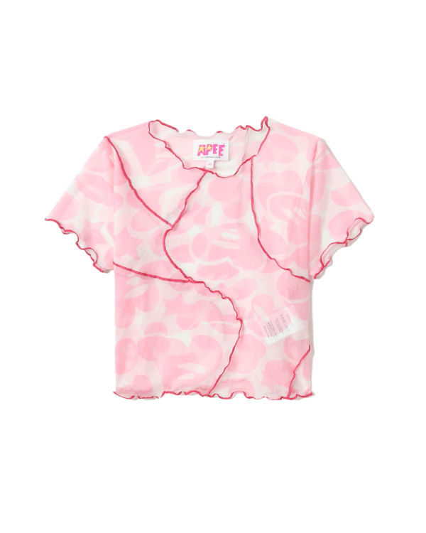 Chemisier Bape Pattern mesh crop Femme Rose | NKGZC7609