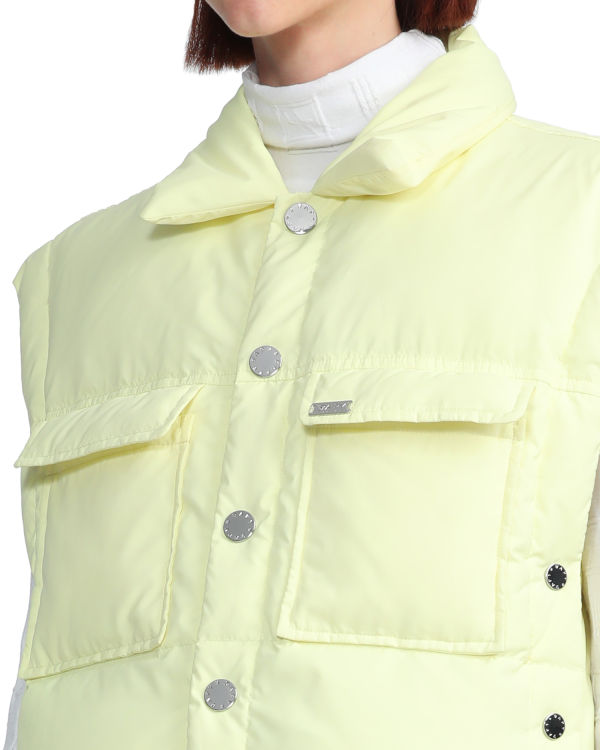 Gilet Bape Buttoned cropped Femme Jaune | CDAXW6250