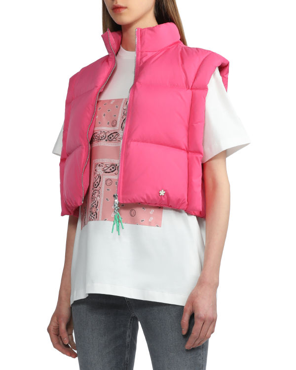 Gilet Bape Cropped padded Femme Rose | PZGRF5360