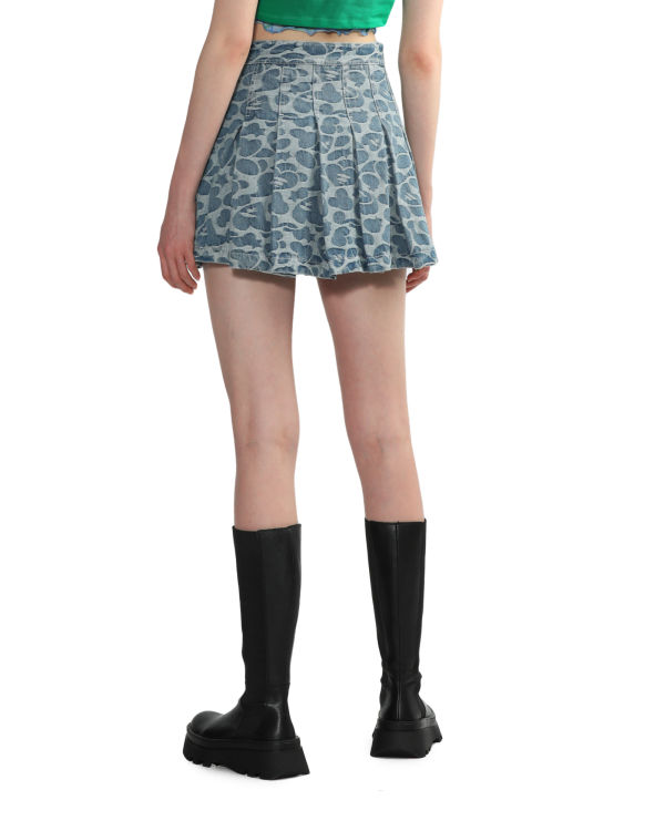 Jupes Bape Pattern pleated mini Femme Bleu | HWTIE2108