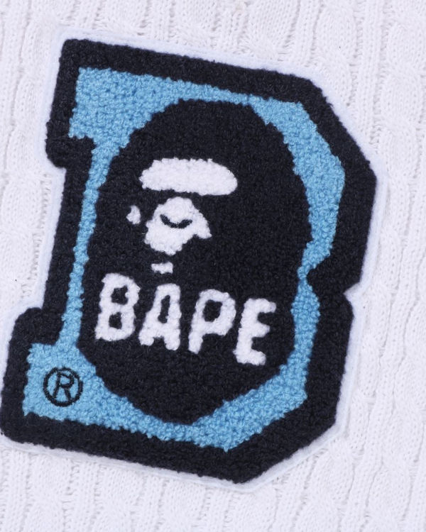 Knitwear Bape Ape Head B Patch Cable Jr Enfant Blanche | ISTXE0489