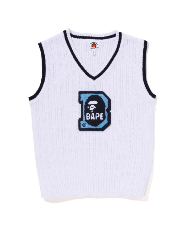 Knitwear Bape Ape Head B Patch Cable Jr Enfant Blanche | ISTXE0489