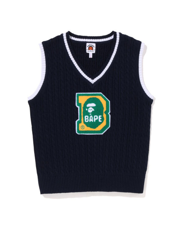 Knitwear Bape Ape Head B Patch Cable Jr Enfant Bleu Marine Bleu | ZTVLQ9853