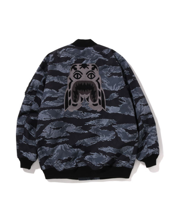 Manteaux Bape Tiger Camo Long MA-1 Homme Noir | PDMAV3021