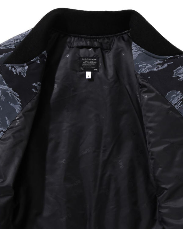 Manteaux Bape Tiger Camo Long MA-1 Homme Noir | PDMAV3021