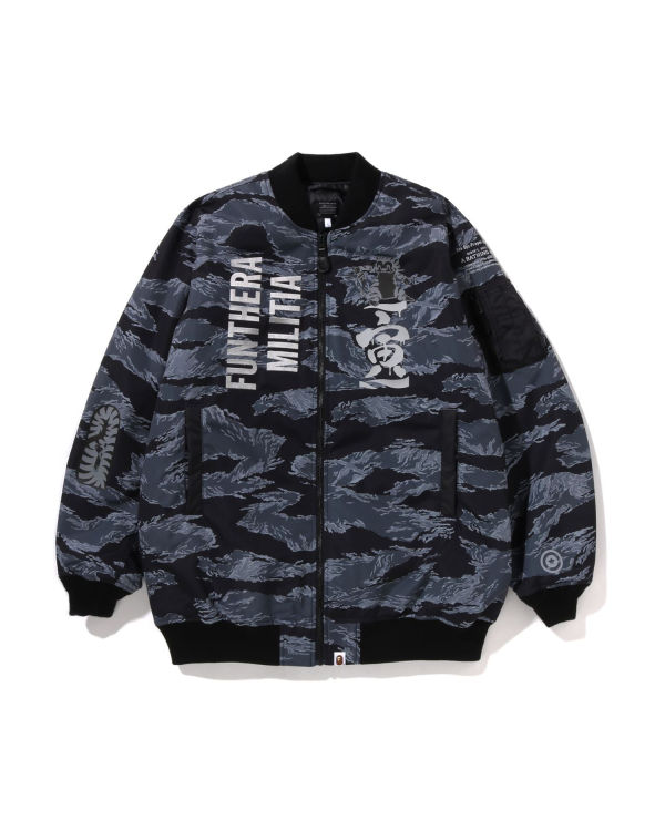 Manteaux Bape Tiger Camo Long MA-1 Homme Noir | PDMAV3021