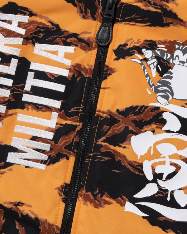 Manteaux Bape Tiger Camo Long MA-1 Homme Orange | WAGMN1756