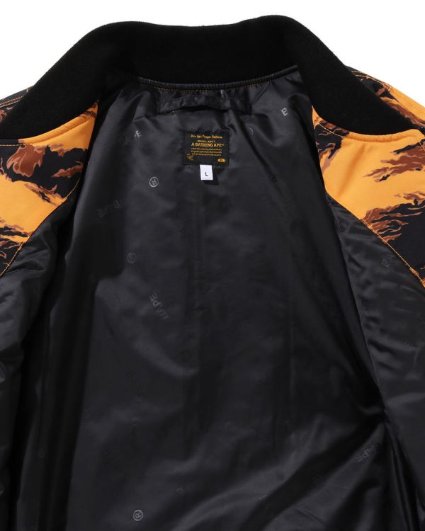 Manteaux Bape Tiger Camo Long MA-1 Homme Orange | WAGMN1756