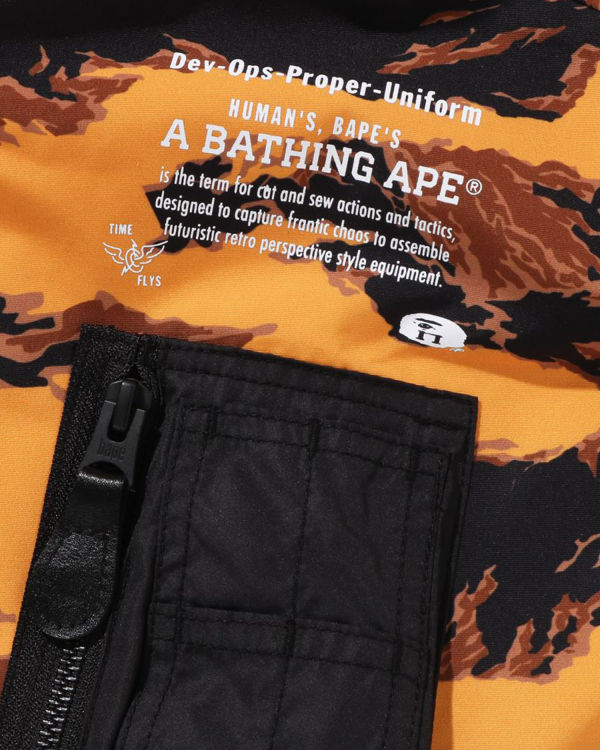 Manteaux Bape Tiger Camo Long MA-1 Homme Orange | WAGMN1756