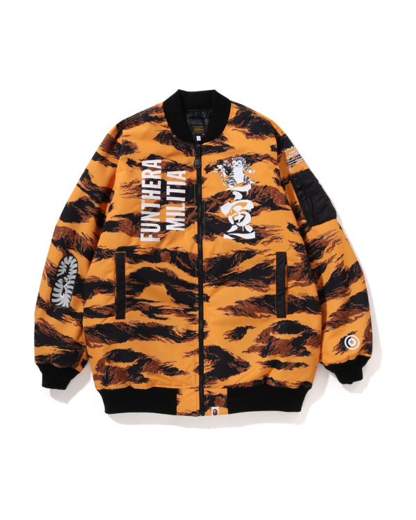 Manteaux Bape Tiger Camo Long MA-1 Homme Orange | WAGMN1756