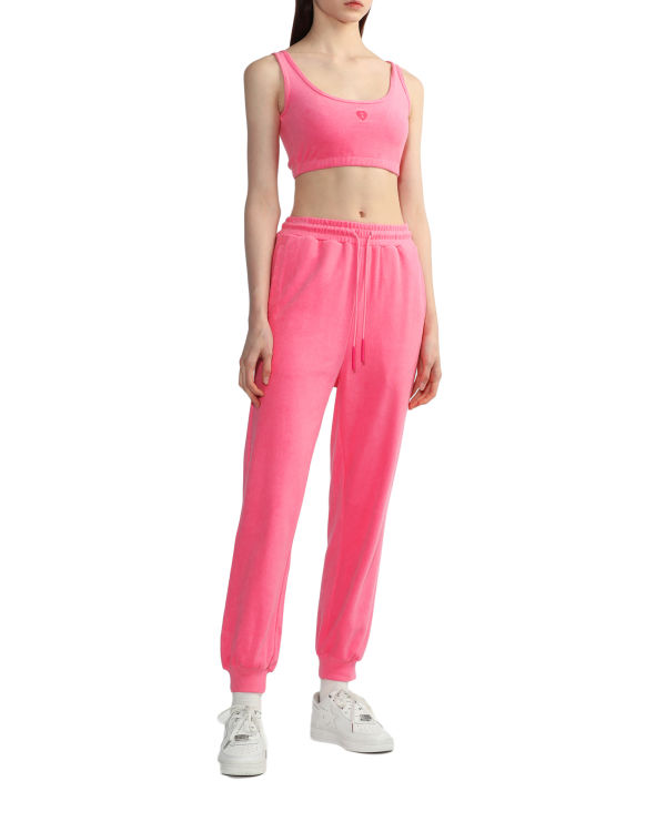 Pantalon Bape Towelling track Femme Rose | MQVEG6235