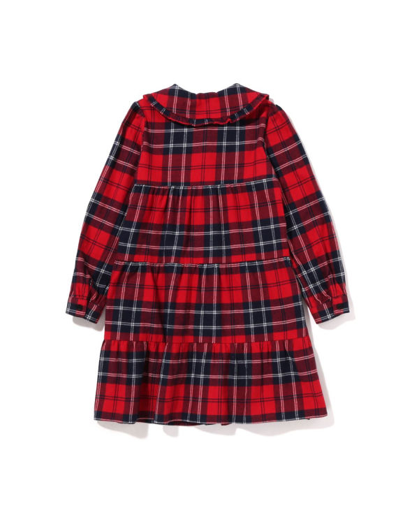 Peignoir Bape Check Big Collar Onepiece Enfant Rouge Clair | PABIR9853