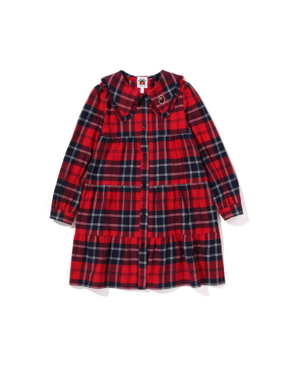 Peignoir Bape Check Big Collar Onepiece Enfant Rouge Clair | PABIR9853