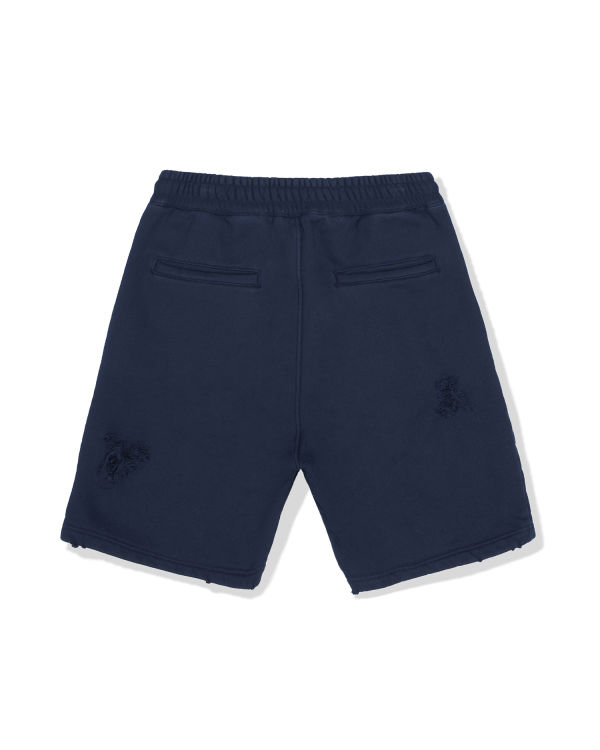 Shorts Bape Distressed logo Homme Bleu Marine Bleu | DJILA8016