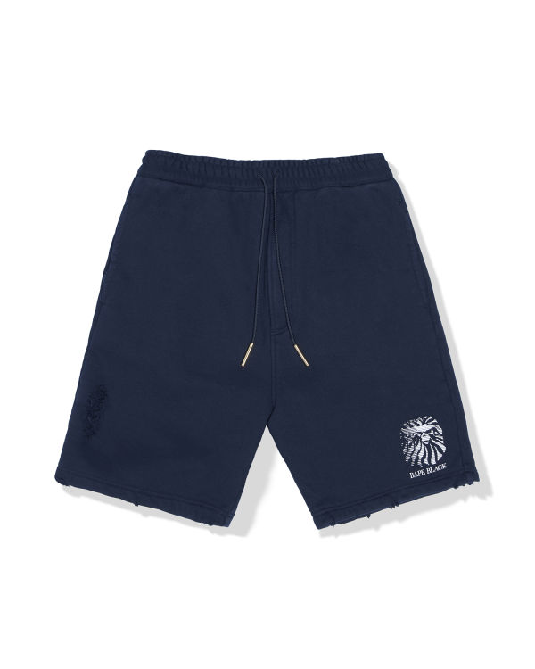 Shorts Bape Distressed logo Homme Bleu Marine Bleu | DJILA8016