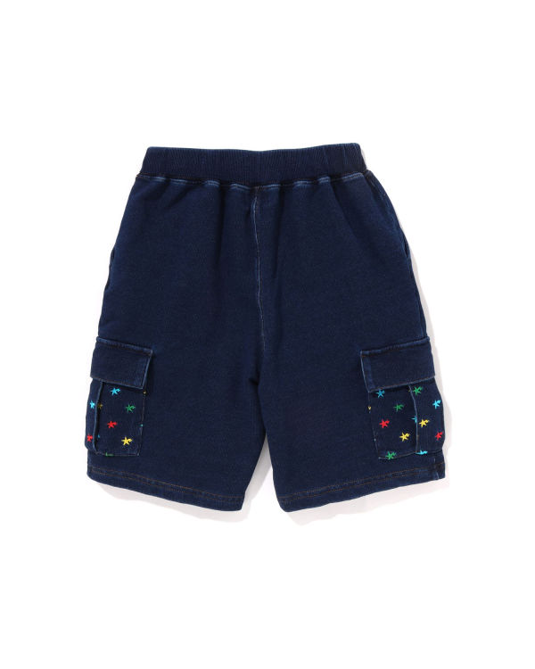 Shorts Bape Milo STA Jersey Denim Cargo Enfant Bleu | YHGEP2978