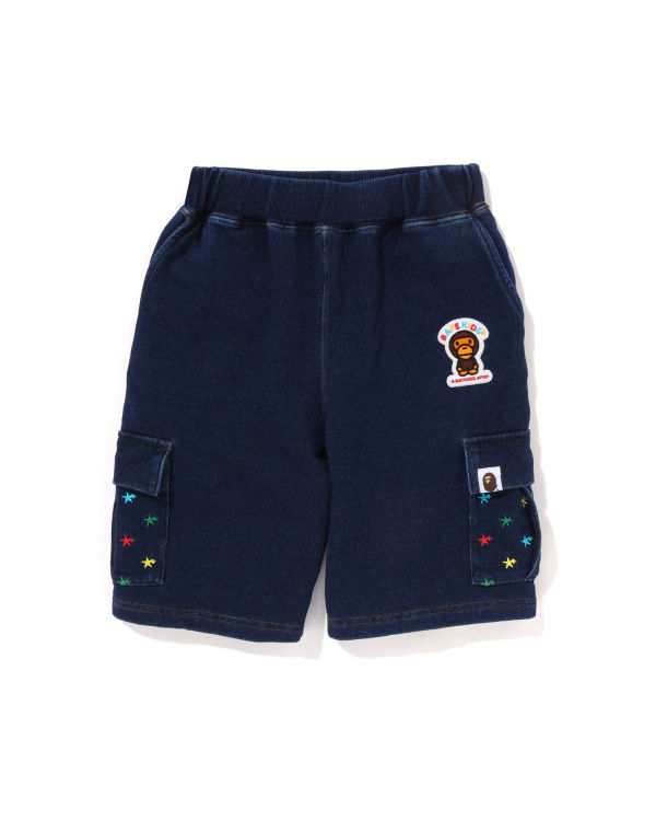 Shorts Bape Milo STA Jersey Denim Cargo Enfant Bleu | YHGEP2978