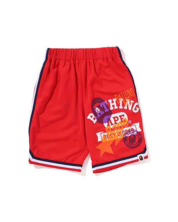 Shorts Bape Multi Print Basketball Enfant Rouge Clair | RLDAF4329