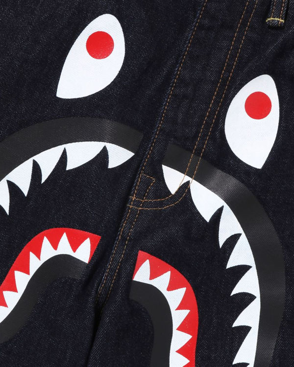 Shorts Bape Shark Denim Homme Bleu | EUHBA0931