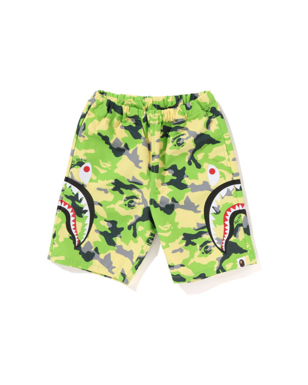 Shorts Bape Woodland Camo Side Shark Beach Enfant Vert | LNRWX2083