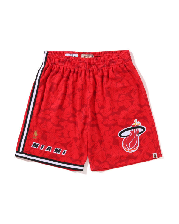 Shorts Bape X M&N Miami Heat Jersey Homme Rouge Clair | WQHXZ5078