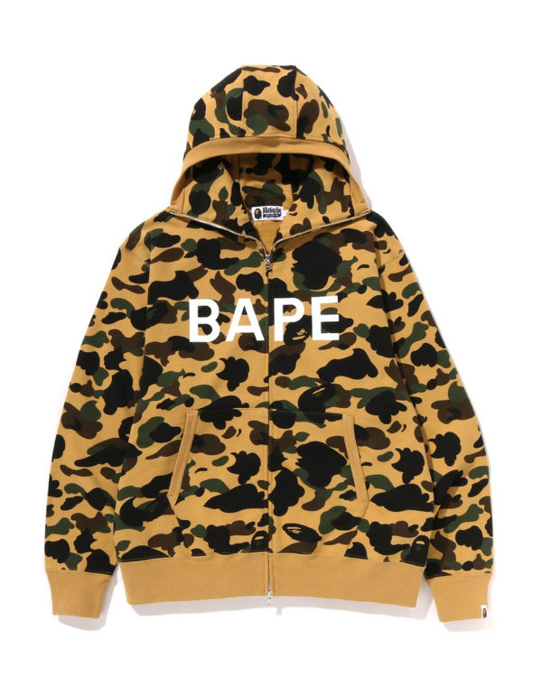 Sweat À Capuche Bape 1st Camo Balaclava Full Zip Homme Jaune | MKGFI3185