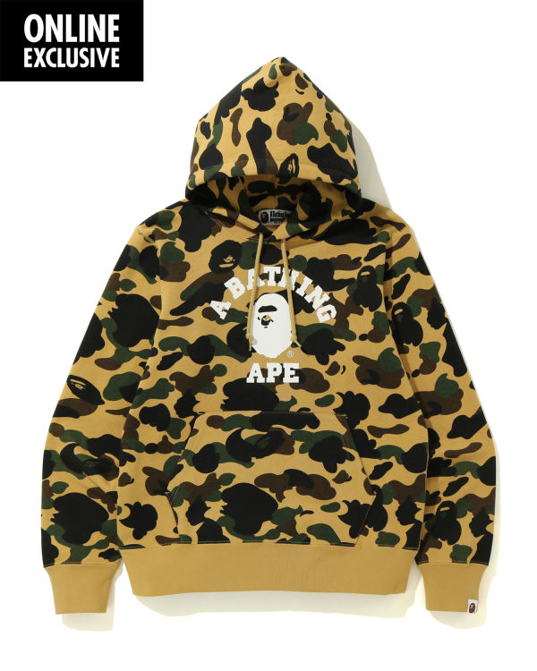 Sweat À Capuche Bape 1st Camo College Homme Kaki | YQLEX4578