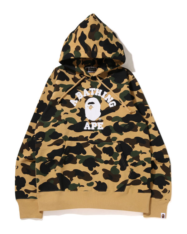 Sweat À Capuche Bape 1st Camo College Pullover Homme Jaune | RZFDH7520