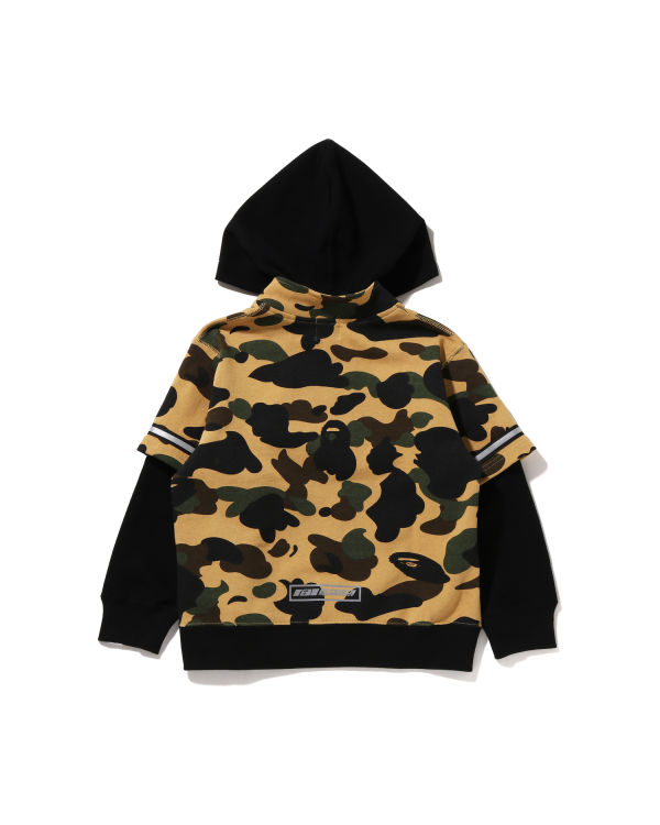 Sweat À Capuche Bape 1st Camo Racing Layered Pullover Enfant Jaune | FNUTB9032