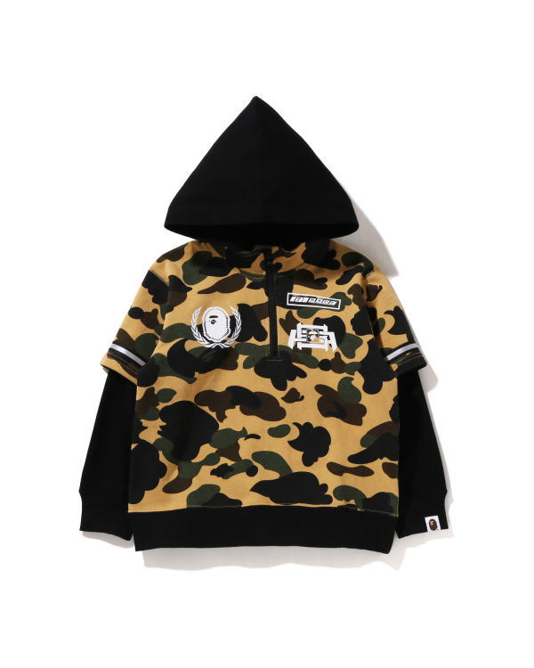 Sweat À Capuche Bape 1st Camo Racing Layered Pullover Enfant Jaune | FNUTB9032