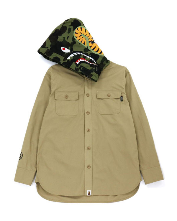 Sweat À Capuche Bape 1st Camo Shark Femme Beige | UITNV7153