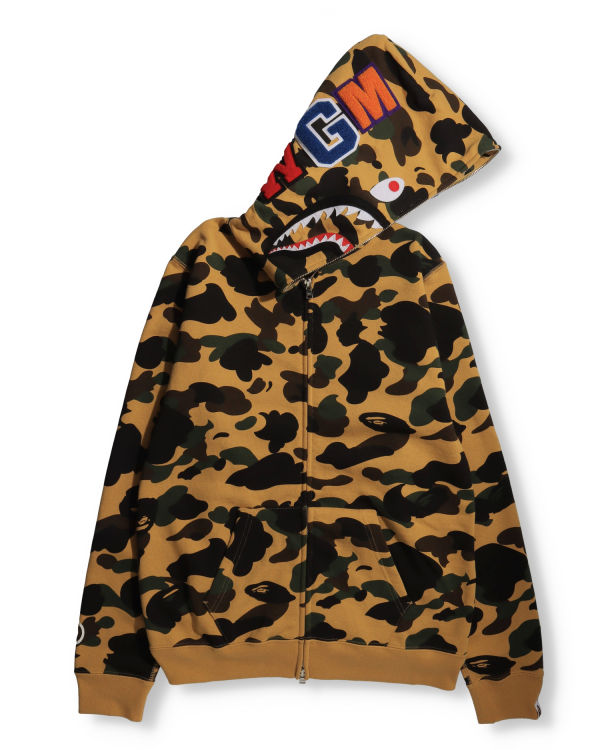 Sweat À Capuche Bape 1st Camo Shark Full Zip Femme Kaki | COGWT2038