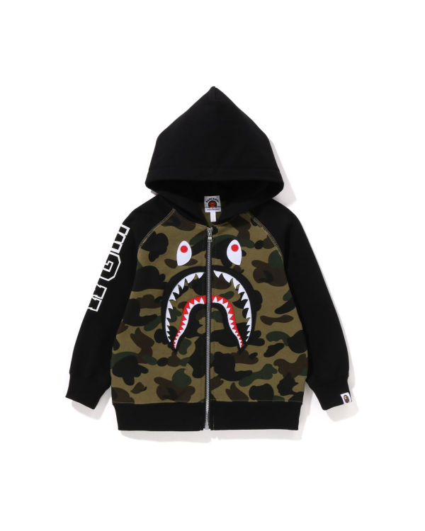 Sweat À Capuche Bape 1st Camo Shark Patch Zip Enfant Vert | ERBGS6475