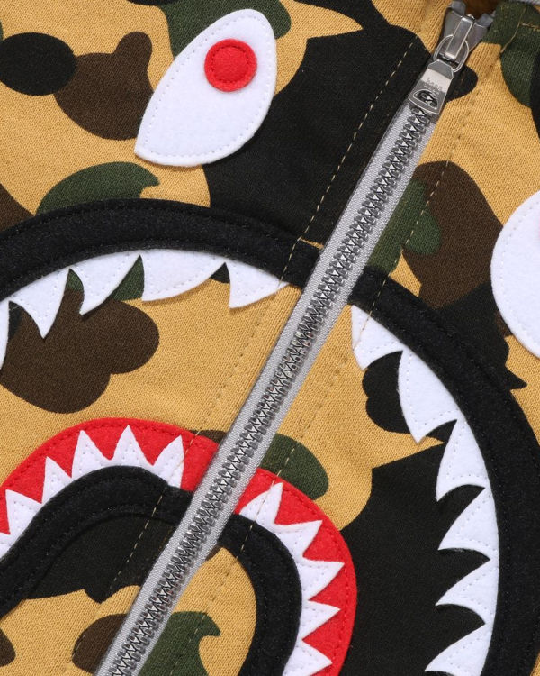 Sweat À Capuche Bape 1st Camo Shark Patch Zip Enfant Jaune | XLUSA3176