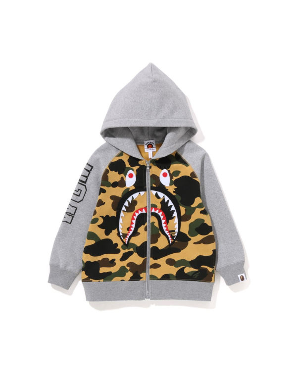 Sweat À Capuche Bape 1st Camo Shark Patch Zip Enfant Jaune | XLUSA3176