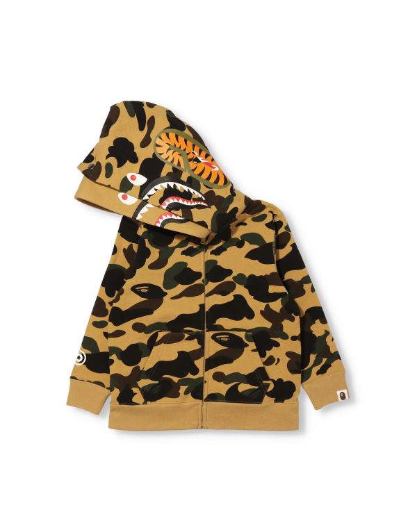 Sweat À Capuche Bape 1st Camo Shark Zip Double Hood Enfant Kaki | ATMOK0189