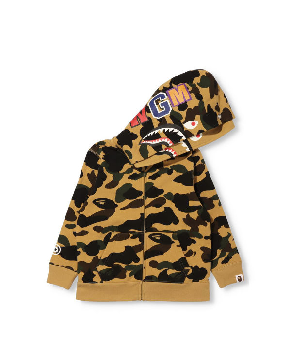 Sweat À Capuche Bape 1st Camo Shark Zip Double Hood Enfant Kaki | ATMOK0189