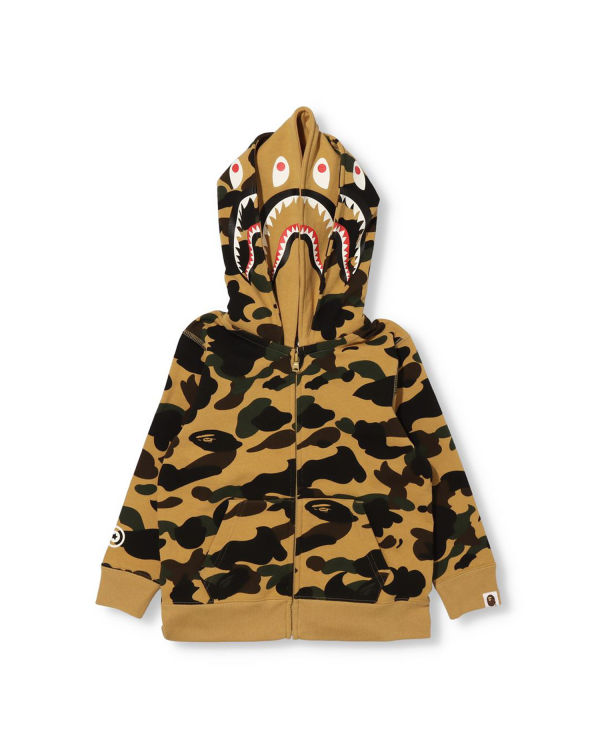 Sweat À Capuche Bape 1st Camo Shark Zip Double Hood Enfant Kaki | ATMOK0189