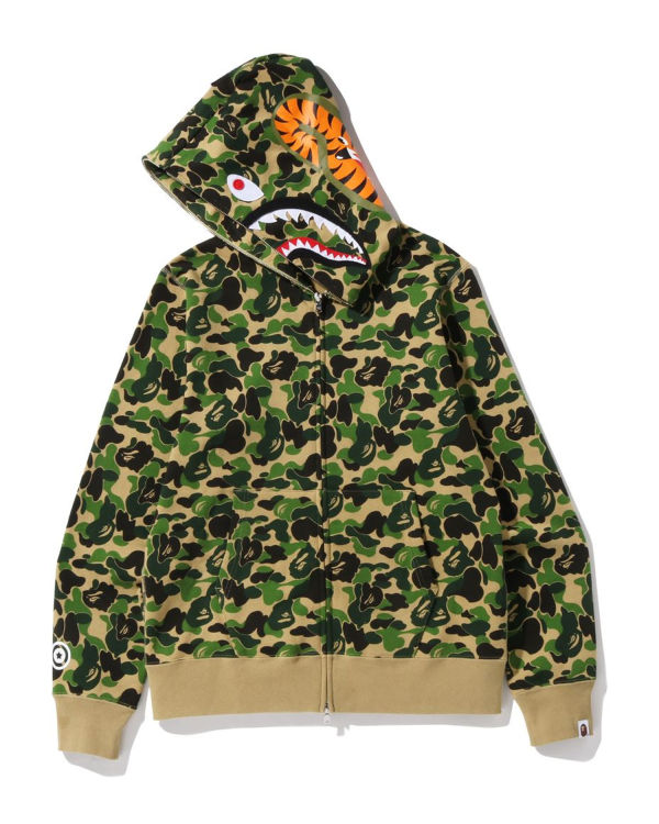 Sweat À Capuche Bape ABC Camo Shark Full Zip Homme Vert | IQCSF0976