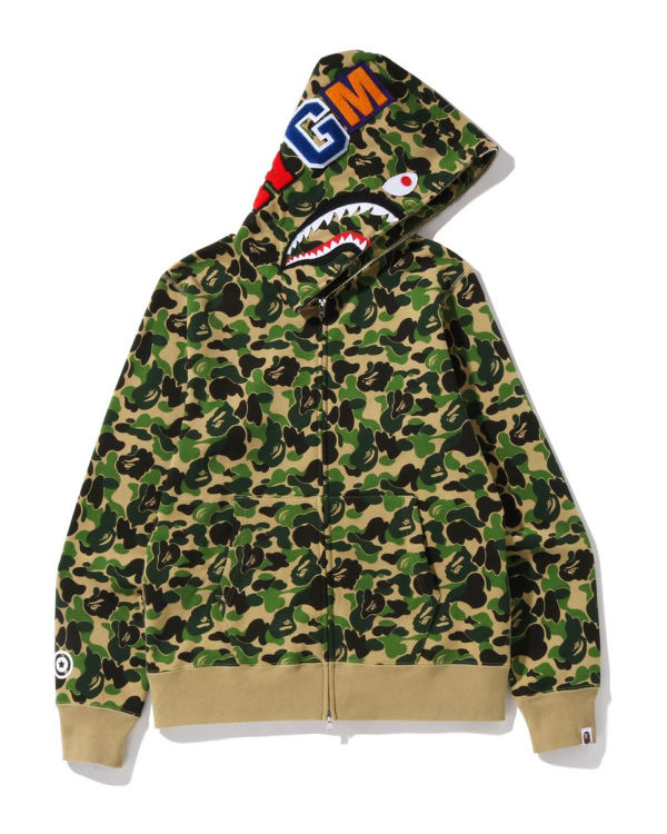 Sweat À Capuche Bape ABC Camo Shark Full Zip Homme Vert | IQCSF0976