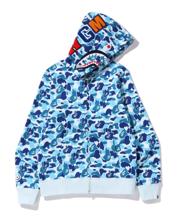 Sweat À Capuche Bape ABC Camo Shark Full Zip Homme Bleu | RFLKQ2604