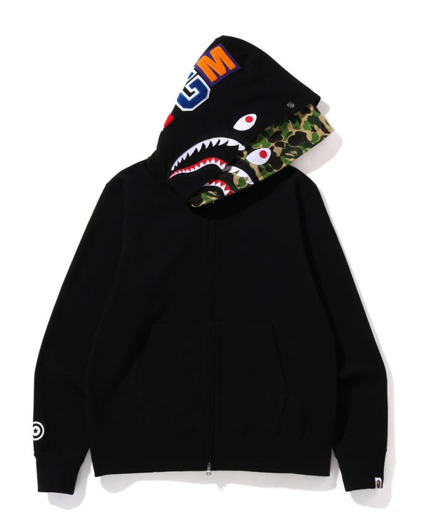 Sweat À Capuche Bape ABC Camo Shark Larges Fit Full Zip Homme Noir | BCQET7395